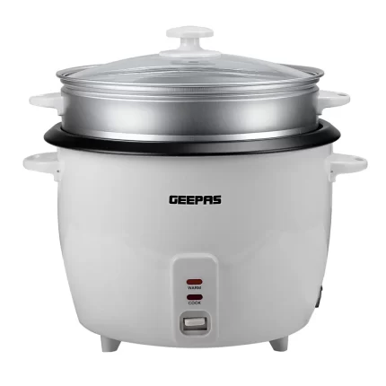 Original Geepas Electric Rice Cooker, White, 900Watts GRC4327N ( 2 Years Warranty )