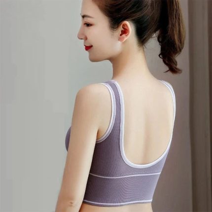 D-shaped ladies seamless deep U beauty back wrap tube top yoga sports bra short top vest