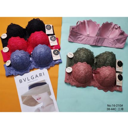 Single Padded Ring Bra With Net Embroidered Style