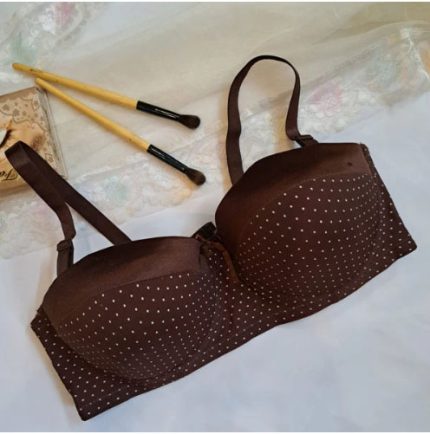 Single Padded Ring Bra with Polka Dots With Half Silk Pad