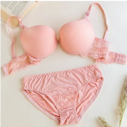 Single Padded Ring Bra Set With Plane Cup And Side Net